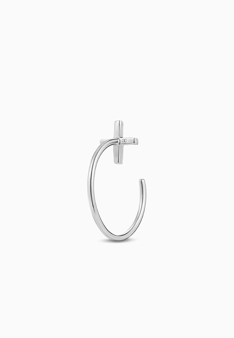 croix | croix | Boucles d'oreilles percées | Argent sterling | Petit