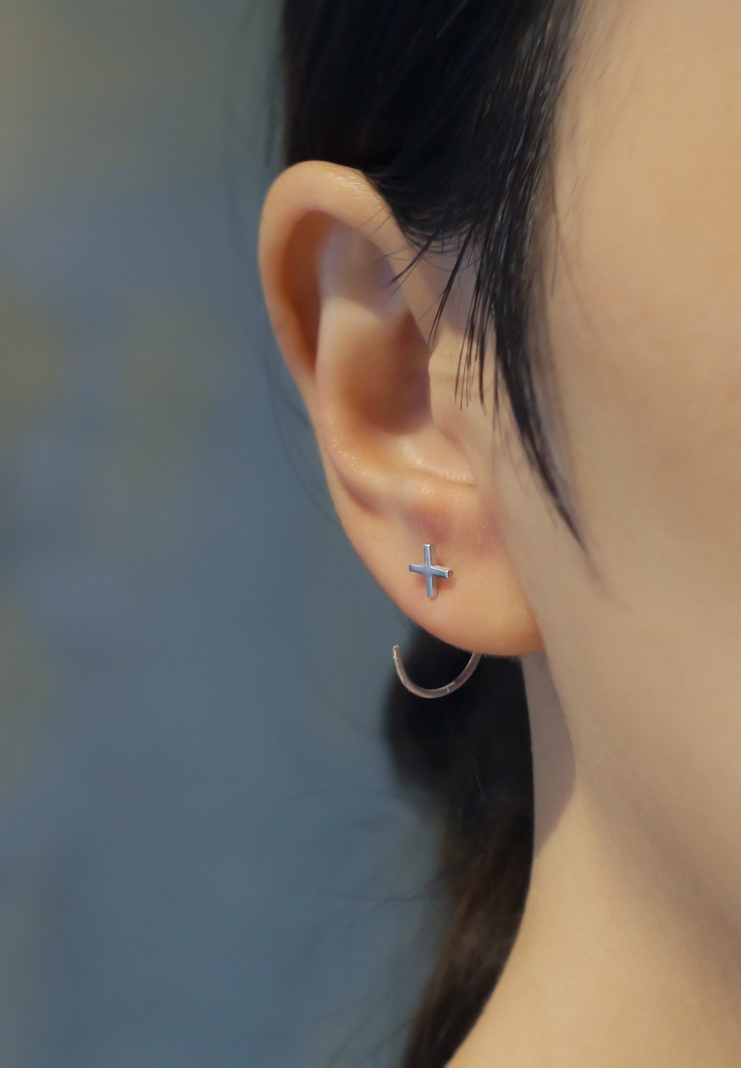 croix | croix | Boucles d'oreilles percées | Argent sterling | Petit